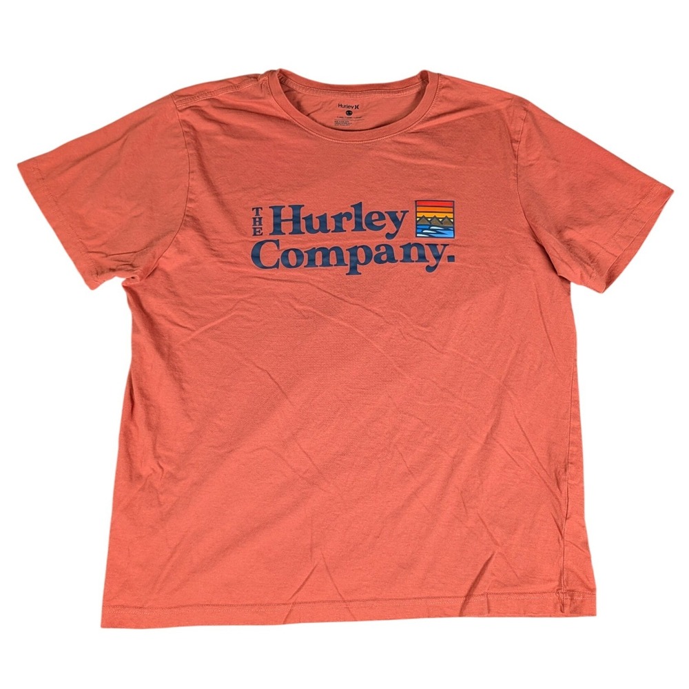 Hurley T-Shirt Mens XL Orange Graphic Logo Surf Outdoors Excellent